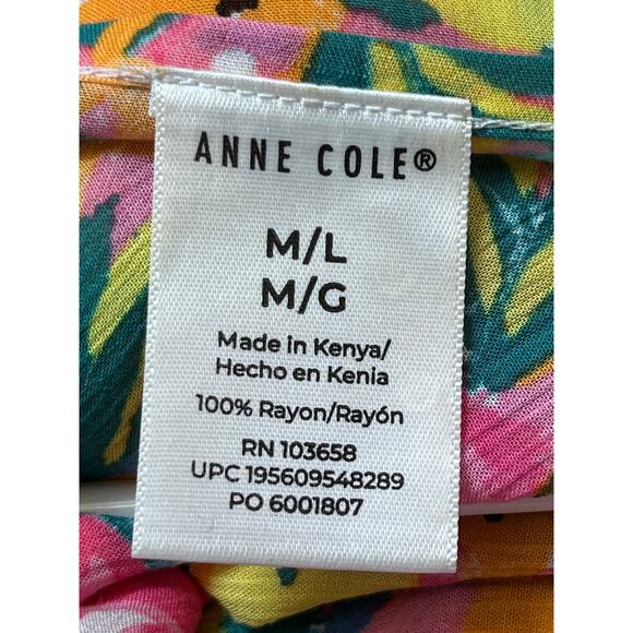 Anne Cole M/L Pink/Orange Floral Sheer Knee Length Swimsuit Cover Up - Picture 3 of 7